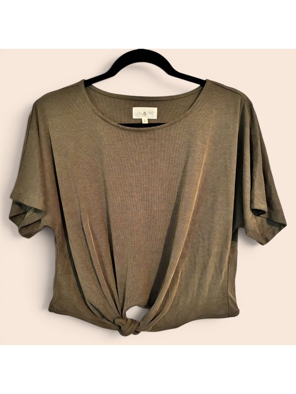 Lou & Grey Ribbed Tie Front Crop Top S
